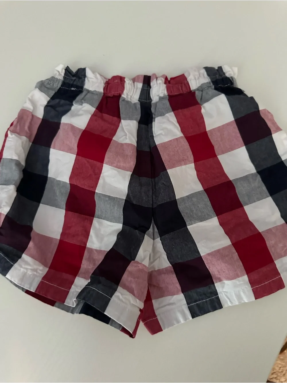 Gymboree Red, Navy & Gray Plaid Elastic-Waist Shorts